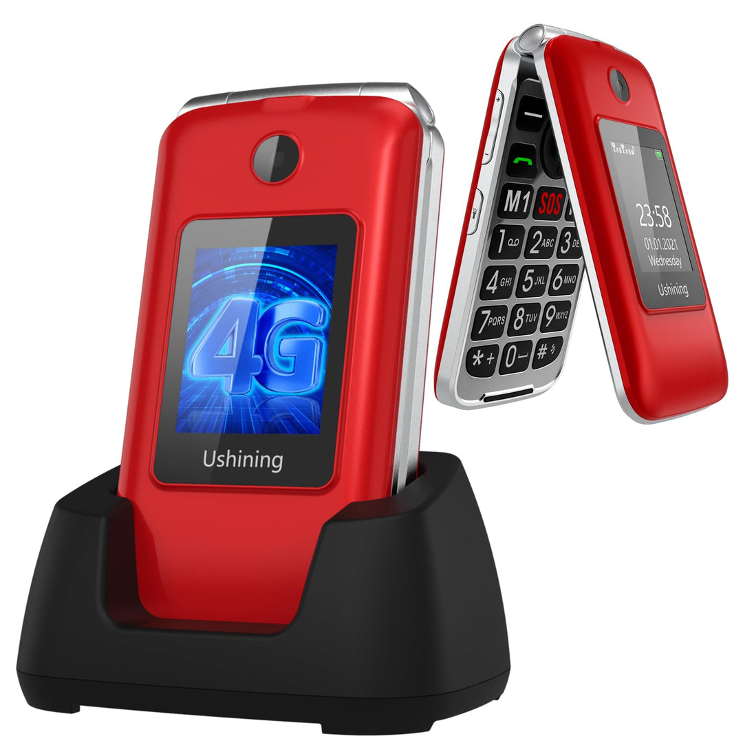 4G Senioren Handy ohne Vertrag faltbar 1200mAh Einfacher Akku Grosse Taste Handy für Senioren mit La