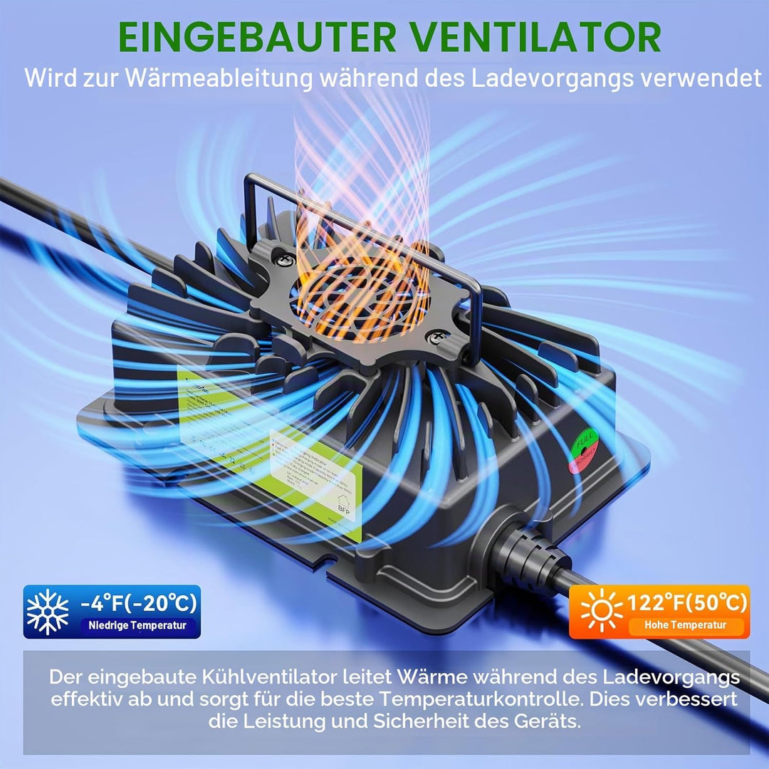 20 A LiFePO4 Batterieladegerät, 12 V/12,8 V Lithium-Batterie-Ladegerät mit Anderson-Anschluss, LED-A
