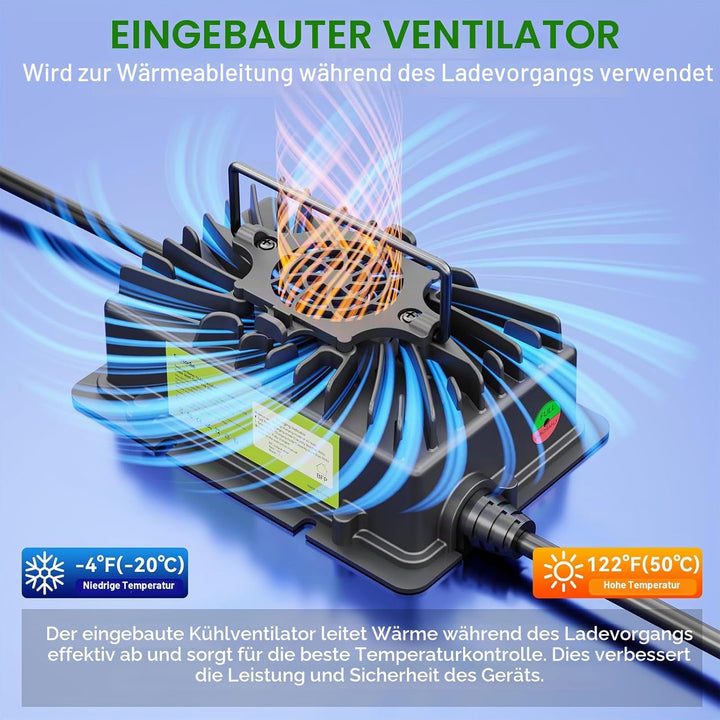 20 A LiFePO4 Batterieladegerät, 12 V/12,8 V Lithium-Batterie-Ladegerät mit Anderson-Anschluss, LED-A