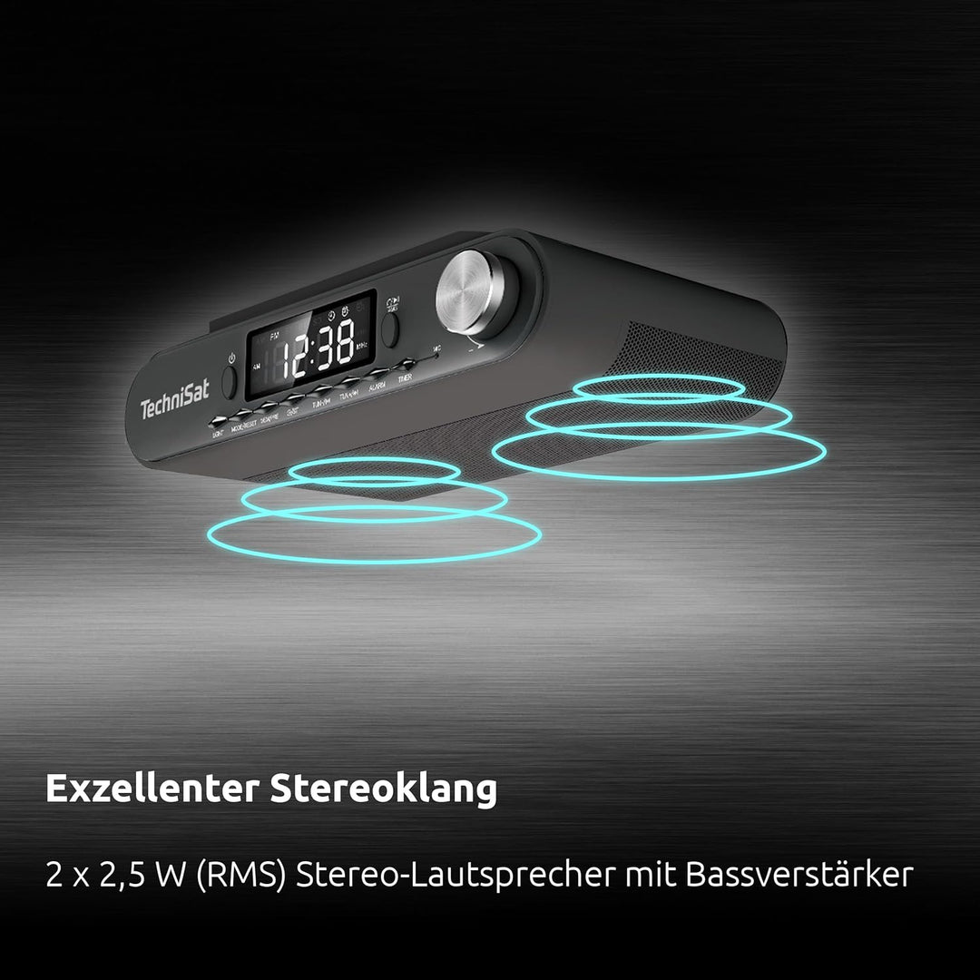 TechniSat KITCHENRADIO - Elegantes UKW-Küchenradio mit Arbeitsleuchte (Timer Direktwahltaste, Weckfu