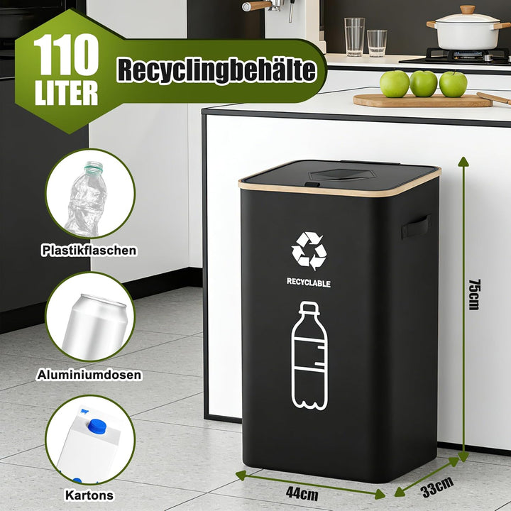 Pfandflaschen Sammelbehälter 110L, Pfandbehälter &amp; Flaschensammler Leergut, Mülleimer Küche gross, M