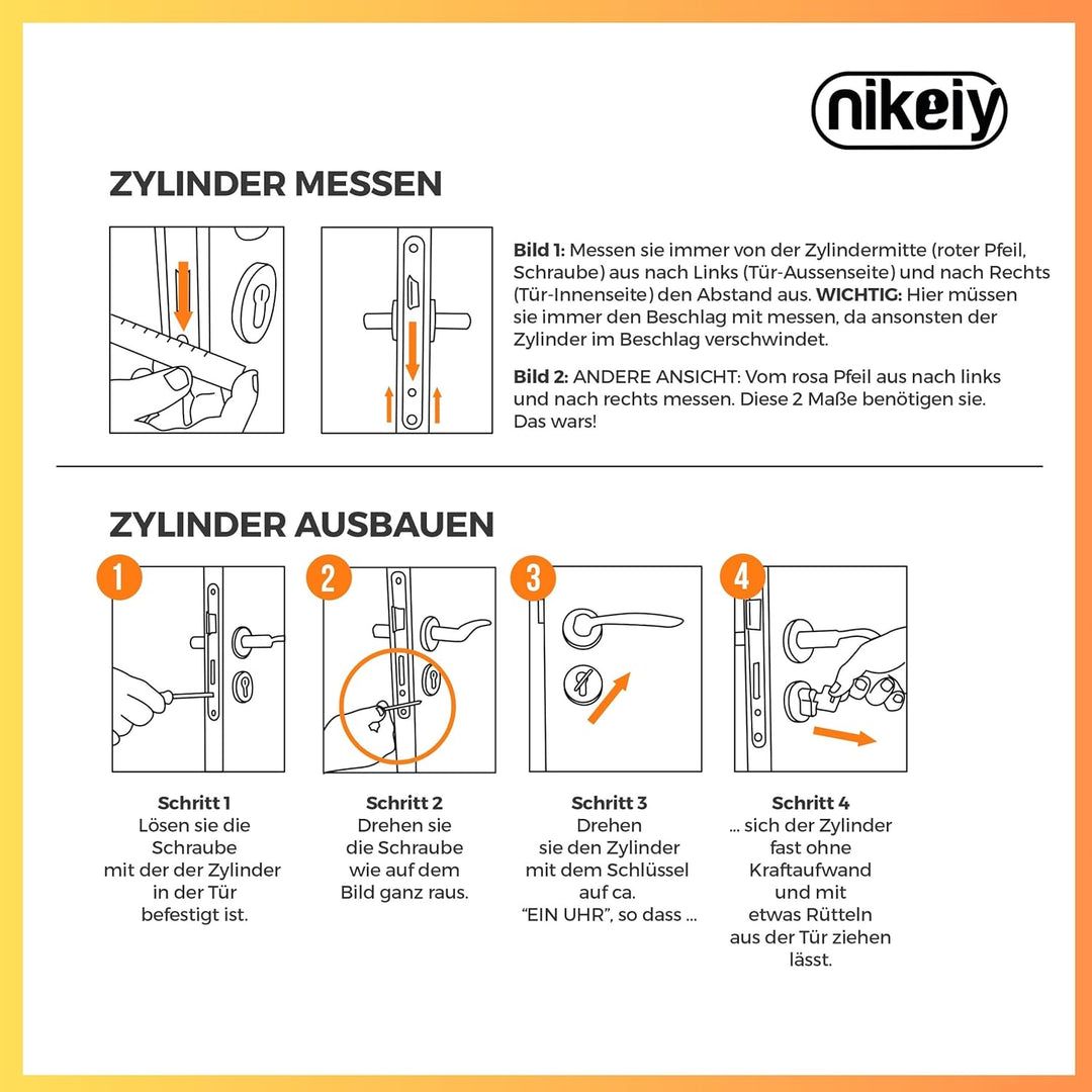 GERCAR Pro+ 4er Set Profil-Zylinder gleichschliessend 45/45 - N+G Schliesszylinder mit Not- und Gefa