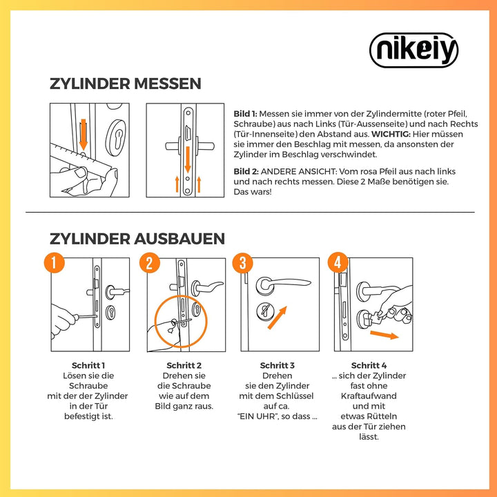 GERCAR Pro+ 4er Set Profil-Zylinder gleichschliessend 45/45 - N+G Schliesszylinder mit Not- und Gefa