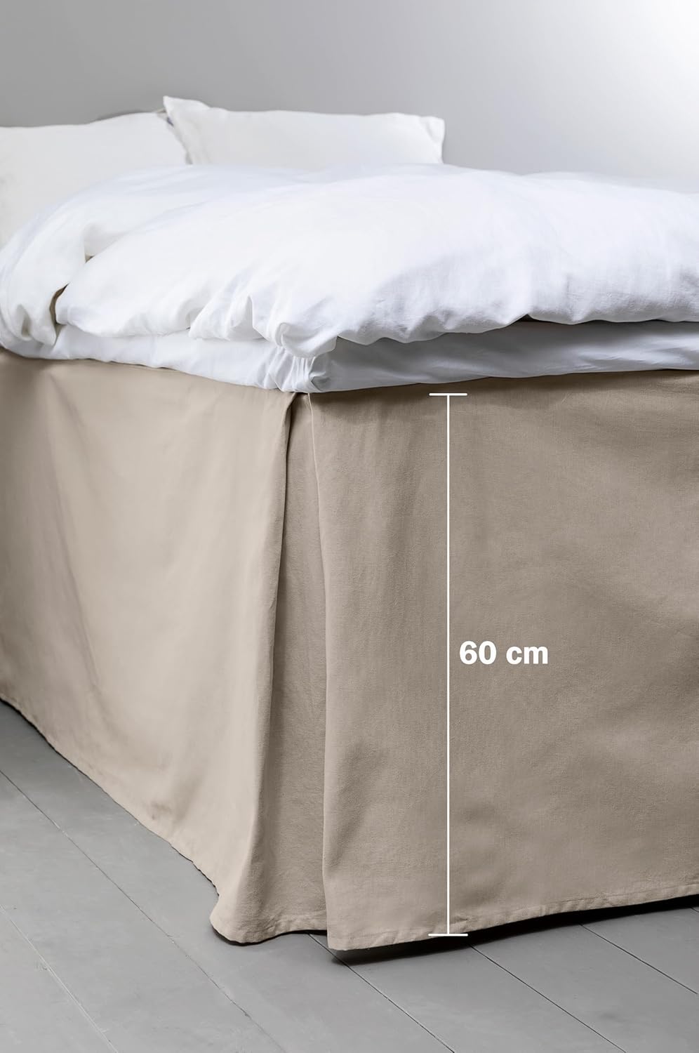 Jotex Colour Betthusse - 100% hochwertige Bio-Baumwolle Bettrock, Höhe 60 cm - Graubeige, 90 x 200 c