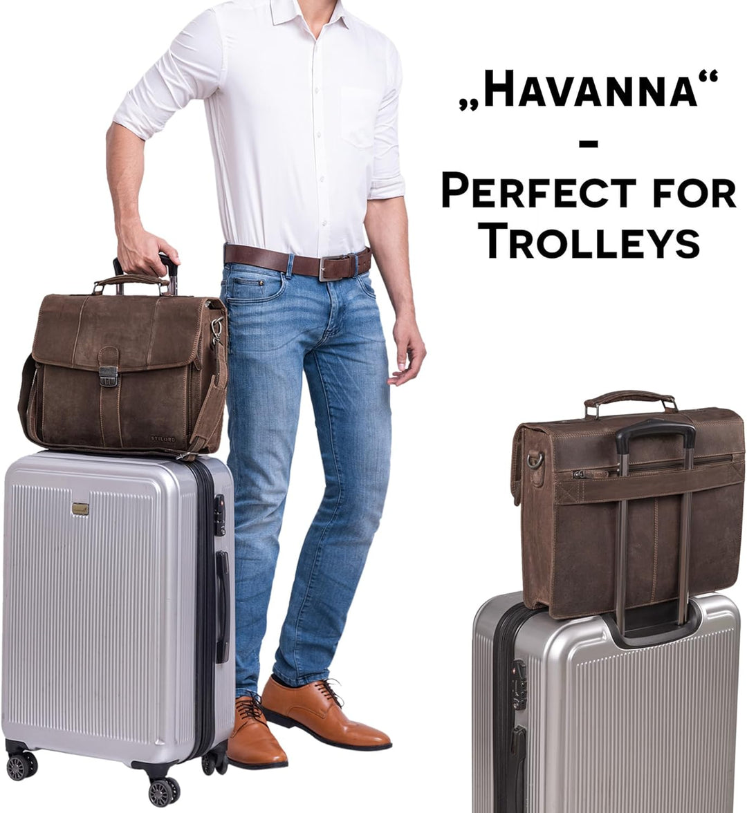 STILORD 'Havanna' Leder Businesstasche A4 Gross Klassische Aktentasche Arbeitstasche Abnehmbarer Sch