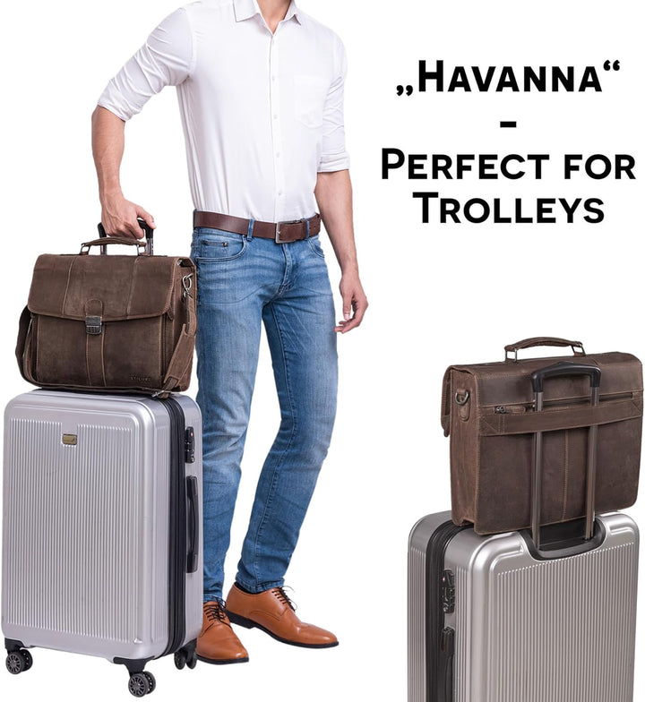STILORD 'Havanna' Leder Businesstasche A4 Gross Klassische Aktentasche Arbeitstasche Abnehmbarer Sch