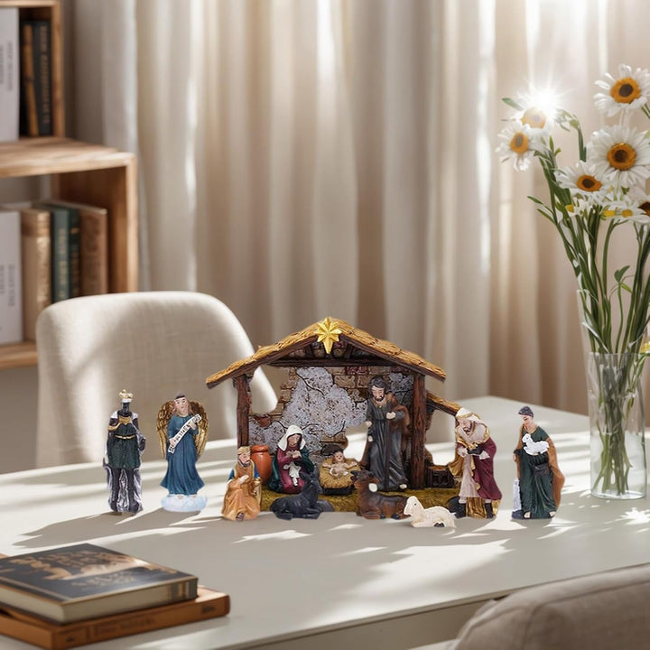 Generisch Krippen Set Für Innen | Krippe Deko Aus Resin - Religiöse Weihnachtskrippe Figuren Set Für
