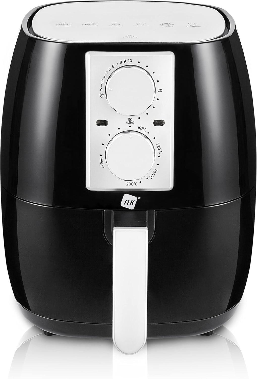 NK Mechanische Heissluftfritteuse 4,5L - Heissluftfritteuse XL, einfach zu bedienen, 6 Programme, 15