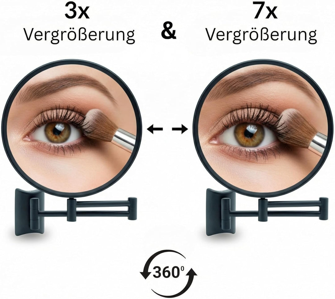 Libaro Kosmetikspiegel Imola 360° Schminkspiegel mit Wandmontage, Rasierspiegel doppelseitig mit Ver