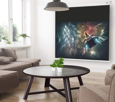 celexon manuell ausziehbare Heimkino- und Business-Beamer-Leinwand 4K und Full-HD Rollo-Leinwand Pro