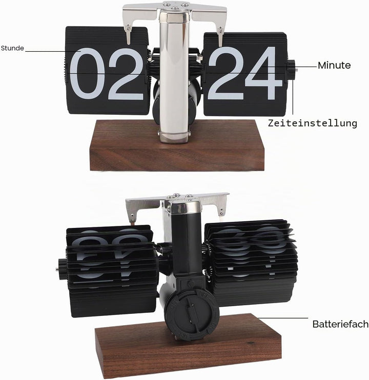 Retro Flip Vintage Schreibtisch Tisch Uhr, mechanische Auto Flip Schreibtisch Uhr grosse Anzahl 24H