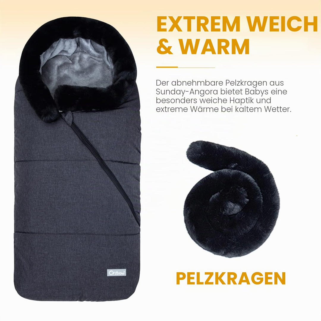 Orzbow Universelle Fusssack Kinderwagen Winter, Einstellbare Fusssack Buggy mit Zwei-Wege-Reissversc