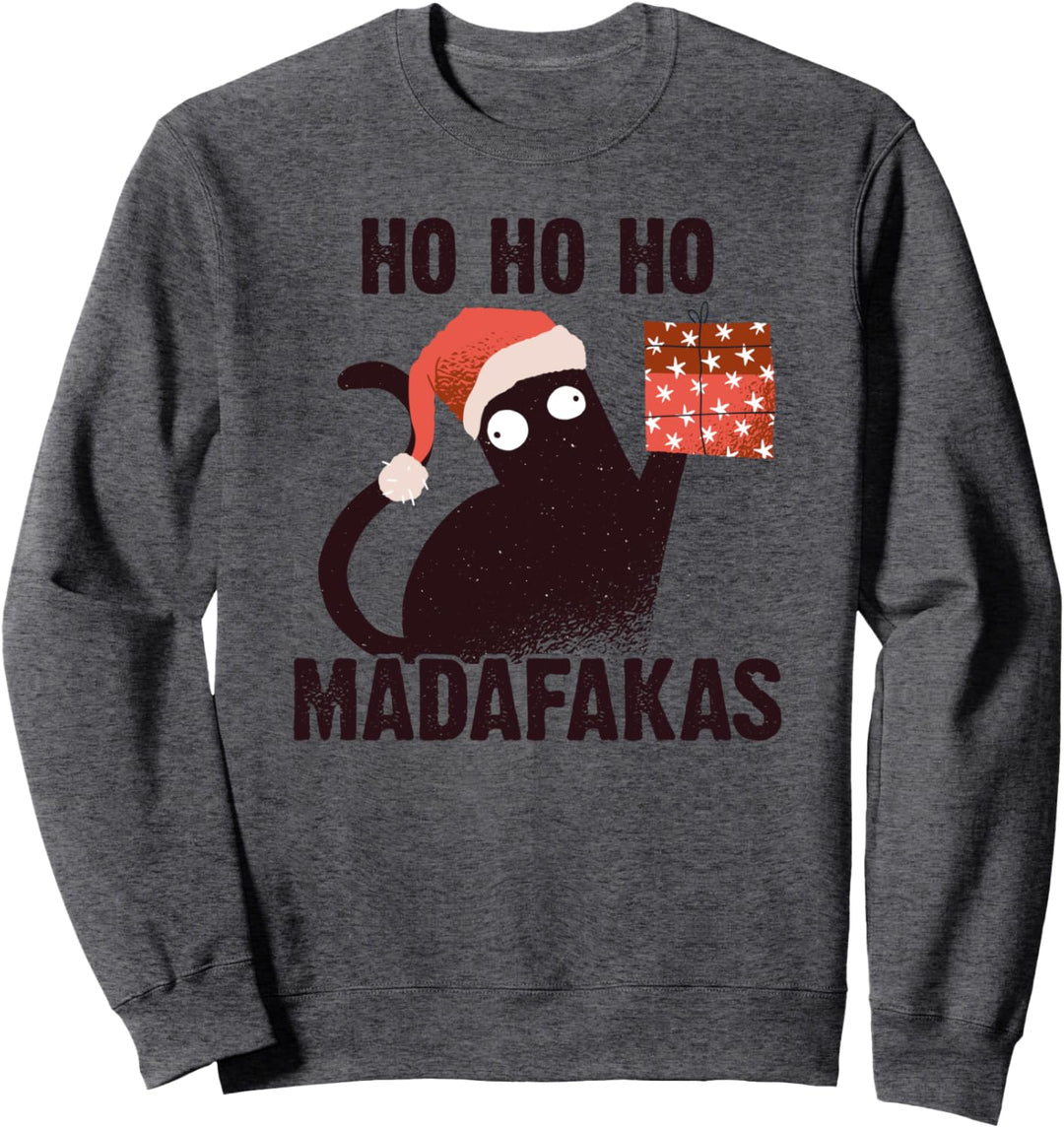 Ho Ho Ho Madafakas Lustige Katze Weihnachten I Kostüm Katzen Sweatshirt