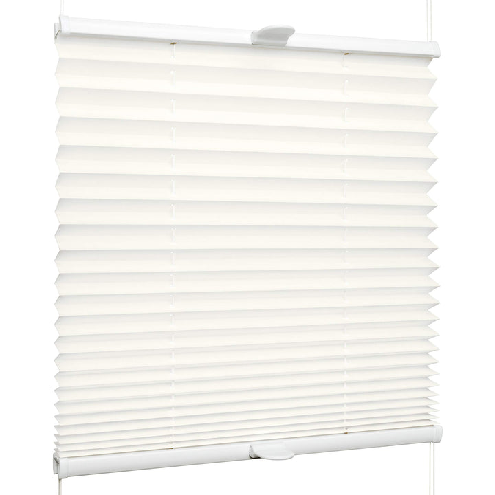 SchattenFreude Klemmfix-Plissee für Fenster | Mit Klemm-Haltern | Ohne Bohren | Naturweiss, Breite: