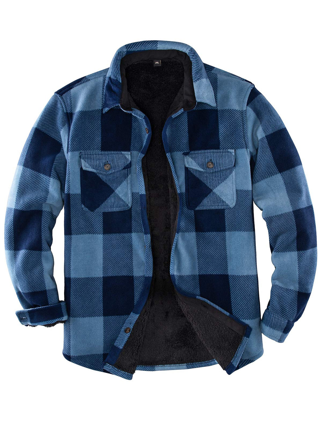 ZENTHACE Herrenjacke aus warmem Sherpa-Fleece, kariert, Flanellhemd (komplett mit Sherpa-Fleece gefü