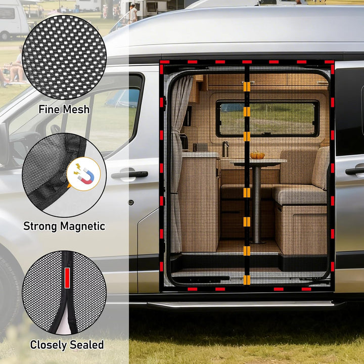 Moskitonetz Magnetisch für VW T5 T6 Schiebetür, Magnetisch Fliegengitter Auto Insektennetz Sonnensch