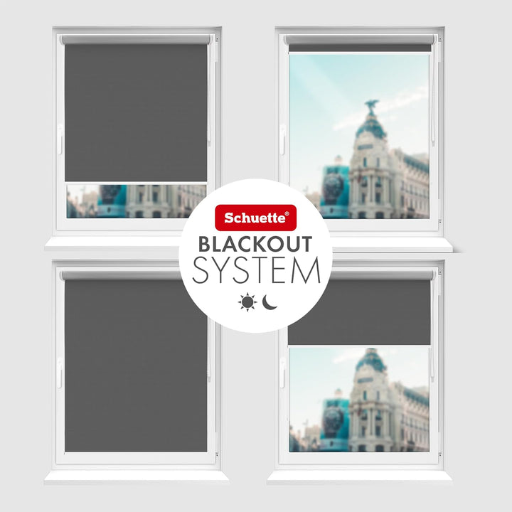 Schuette® Verdunkelungsrollo ohne Bohren/mit Bohren 2in1 ● Thermo Rollo Kollektion: Shadow Grey (Gra