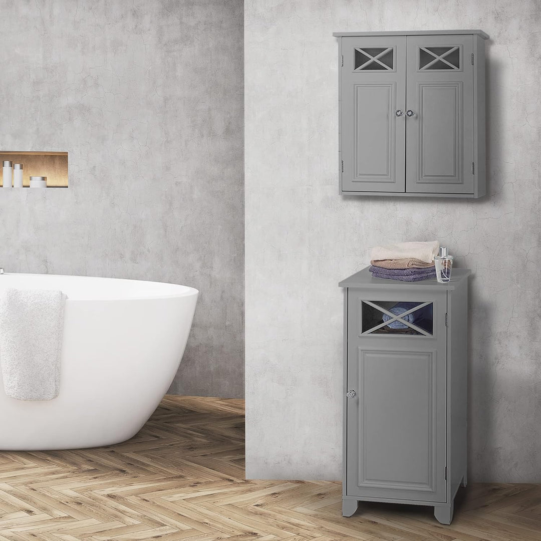 Teamson Home Badezimmer Dawson Wandschrank Mit Zwei Türen Grau EHF-6810G
