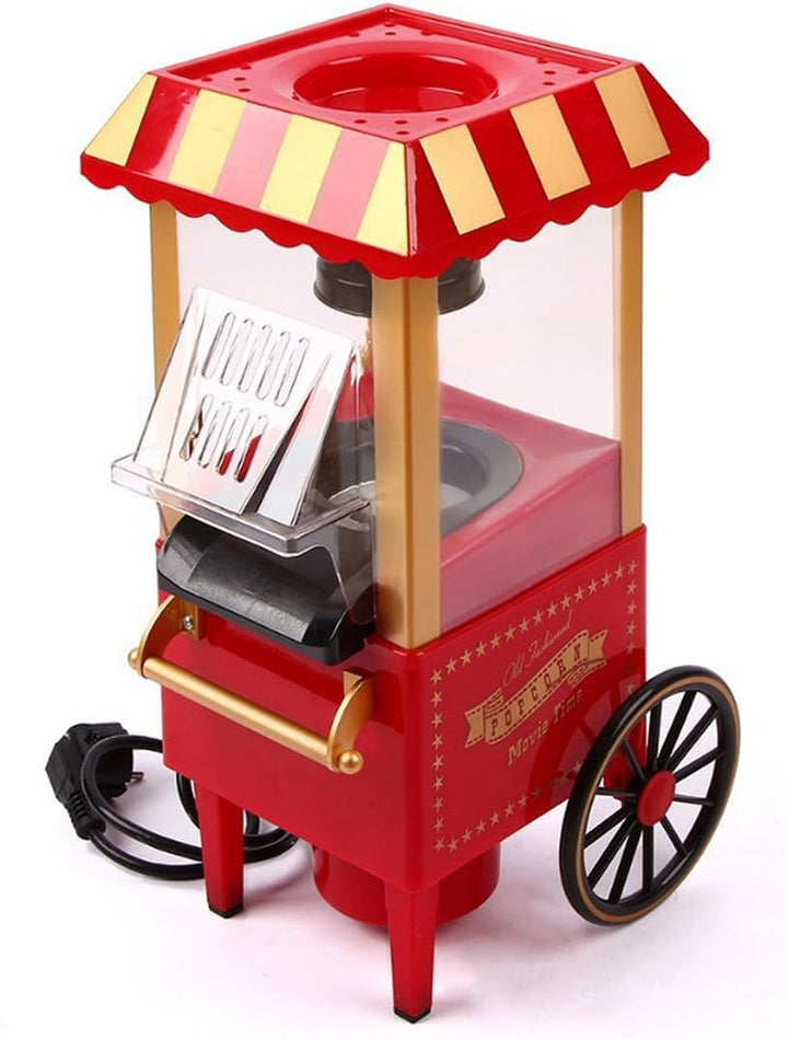 Popcornmaschine Retro, Elektrische für Zuhause Heissluft Popcorn Maschine im Theaterstil, Ein-Knopf-