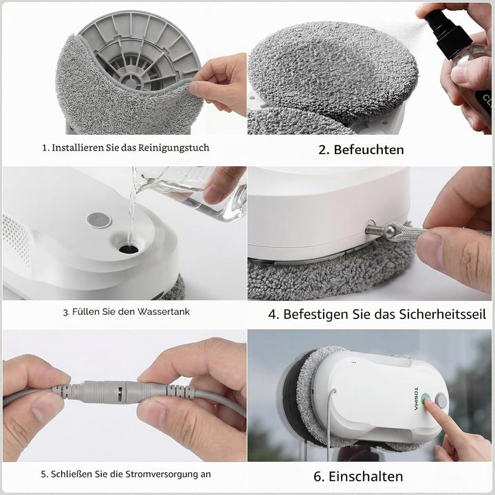 Tosima W5 6400 Pa Fensterputzroboter mit Sprühfunktion (Fernbedienung und 20-Zoll-Düsen)