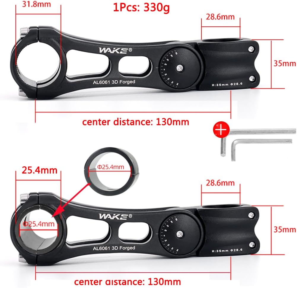 CYSKY Fahrrad Vorbau Universal 31,8mm und 25,4mm verstellbar ± 90 Grad 90/110/130/145mm MTB Vorbau F