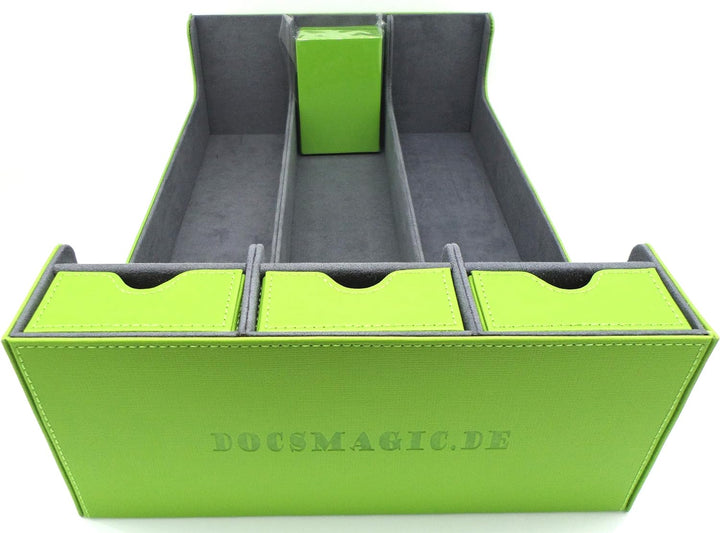 docsmagic.de Premium 3-Row Trading Card Storage Box Light Green + Trays & Divider - MTG PKM YGO - Au