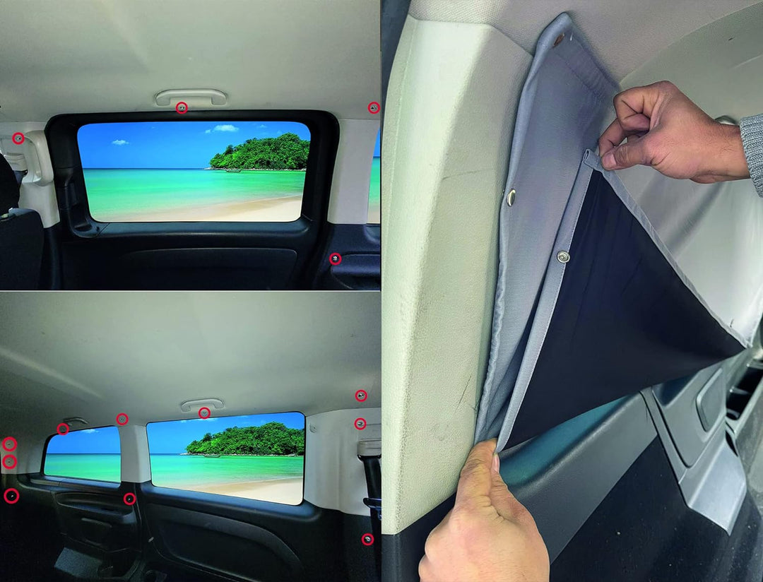 BREMER SITZBEZÜGE Blackout Gardinen Set kompatibel mit Ford Tourneo Custom ab 2012 Sonnenschutz Camp