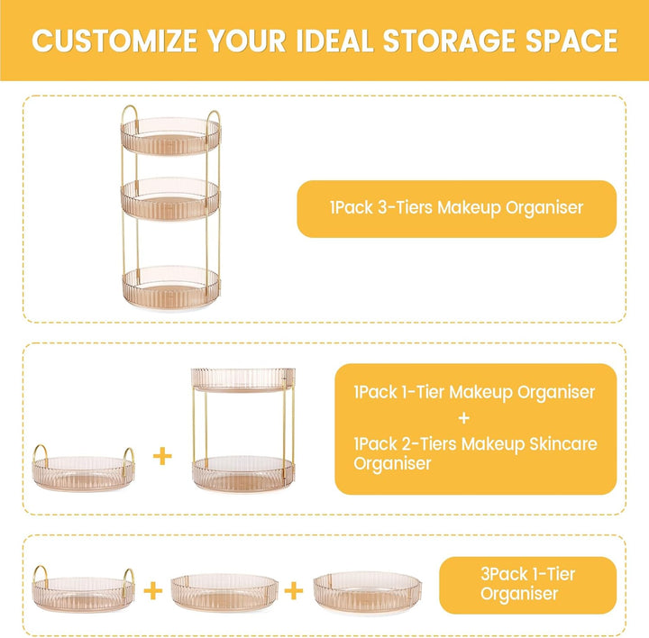Make Up Organizer 360 Grad Drehbar, Grosse Kapazität Kosmetik Organizer, Multifunktionaler Kosmetik