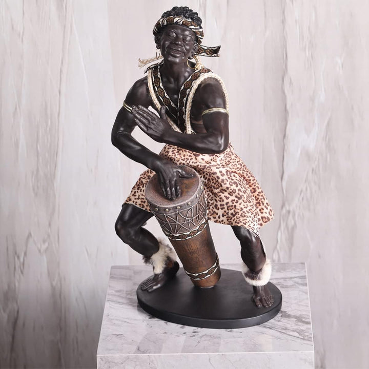 38 cm hohe afrikanische Statue für Heimdekoration, afrikanische Trommler-Statue aus Kunstharz, afrik