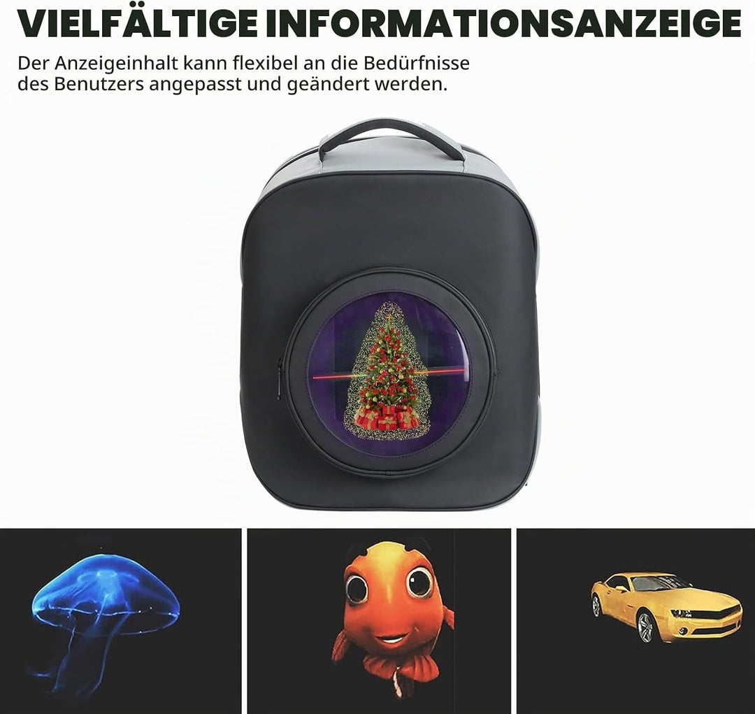 Missyou 3D Hologram Fan Backpack,20CM 3D Hologram Projector Advertising Display with Cover, 700 Vide