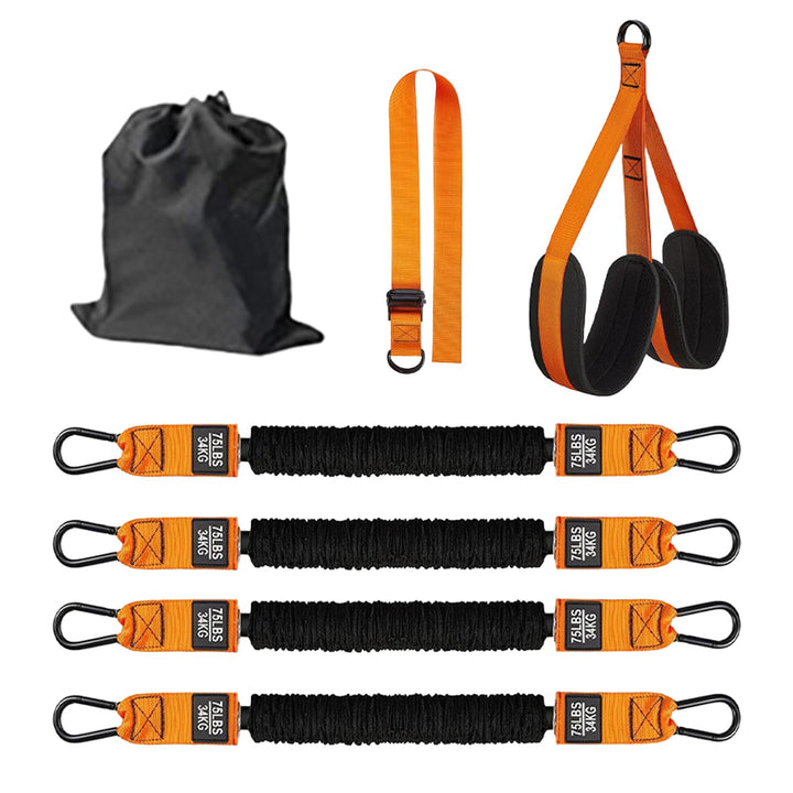 Klimmzugband Set, 4 Widerstandsbänder für Klimmzüge (75-300 lbs) mit Verstellbarer Höhe &amp; Fussstützp