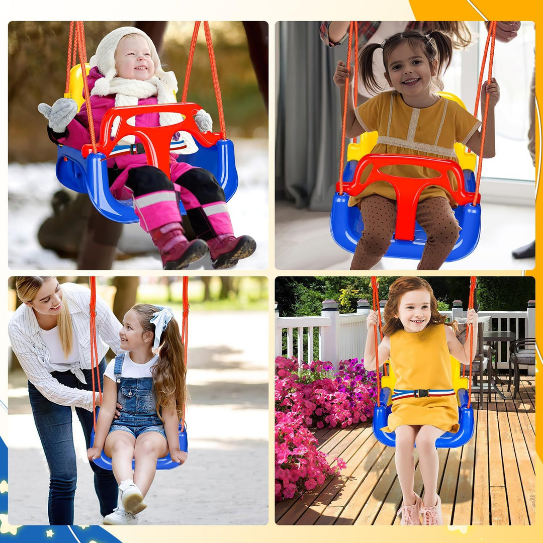 Ansobea Babyschaukel 3-in-1 Kinderschaukel Babysitz Abnehmbarer,Höhenverstellbar,Mitwachsende Kinder