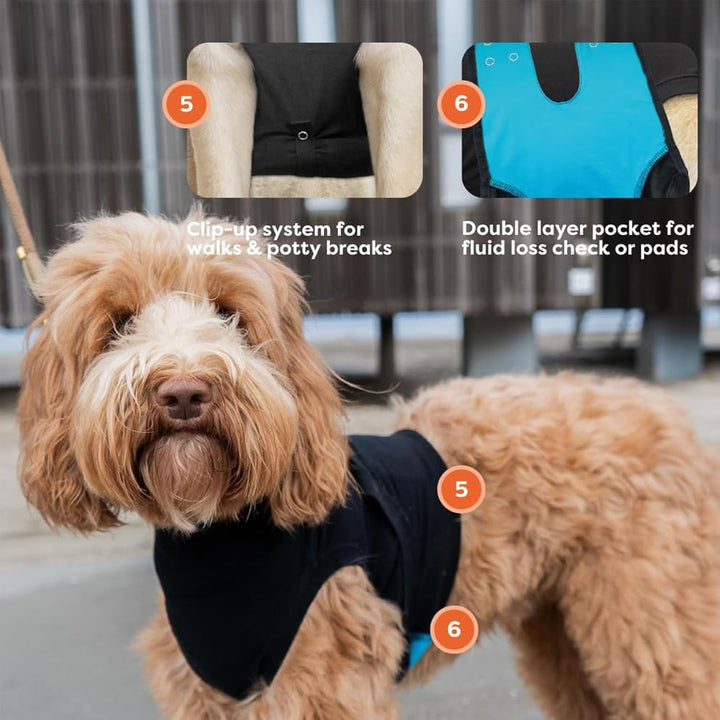 Suitical Recovery Suit Hund, M+, Schwarz