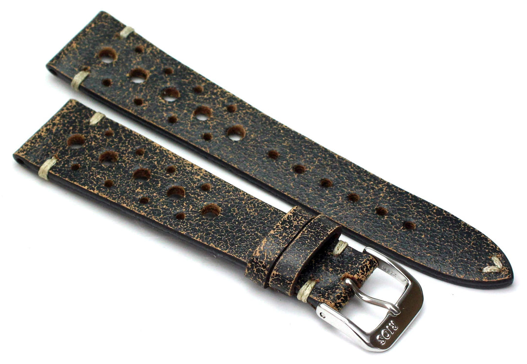 RIOS1931 Rallye Vintage Rindsleder Uhrenarmband handgemacht in Deutschland 18mm schratched rostig br