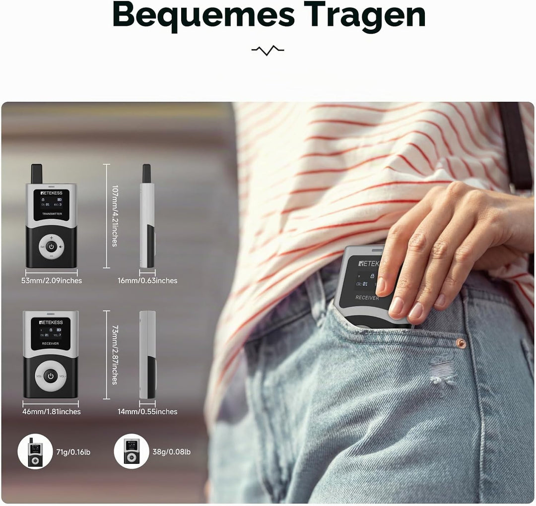 Retekess T130U Whisper Tour Guide System,Tour Guide Set, Tour Guide Mikrofon, Ein-Tasten-Bedienung,