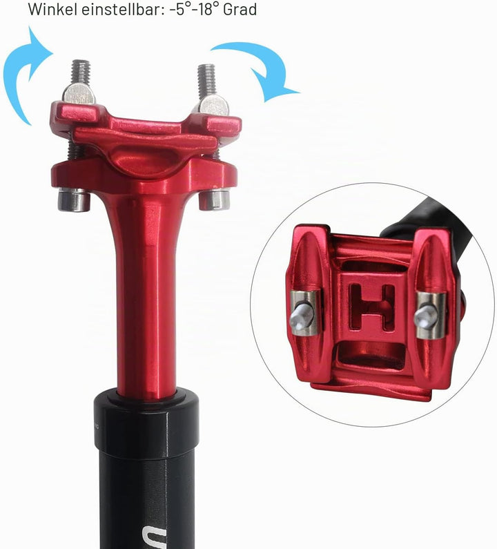 UPANBIKE Fahrrad-Sattelstütze, 400 mm, Länge: φ27,2 mm, 28,6 mm, 30,9 mm, 31,6 mm, Stossdämpfer, Sat