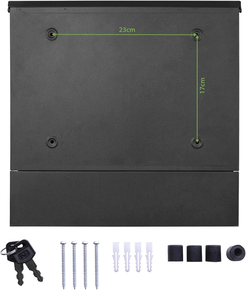 banjado® Briefkasten personalisiert Anthrazit mit Motiv Wegesrand/Briefkasten mit Zeitungsfach 37x37