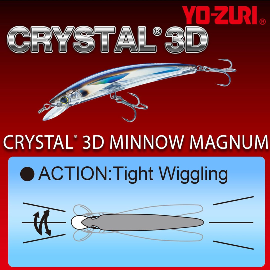 Yo-Zuri Kristall 3D Minnow Magnum Lure, Red Head, 6-1/2-Inch