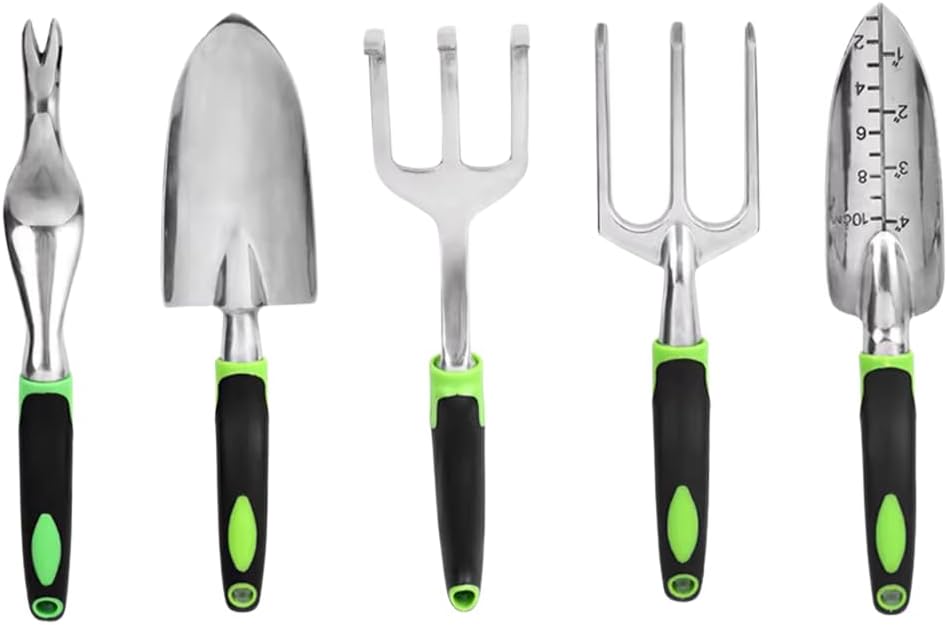 ZOLTA Gartengeräte Set 5-teilig Gartenwerkzeug Set Schaufel Harke Handrechen Unkrautstecher ergonomi