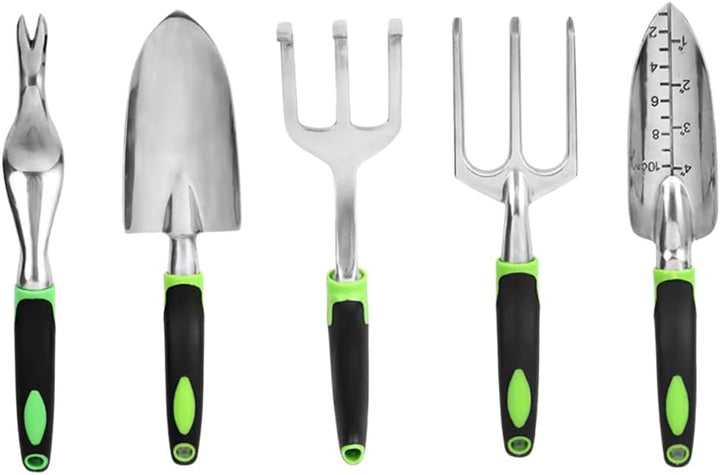 ZOLTA Gartengeräte Set 5-teilig Gartenwerkzeug Set Schaufel Harke Handrechen Unkrautstecher ergonomi