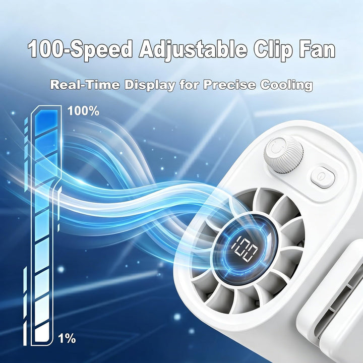 Tragbarer Clip-On Ventilator für Sonnenschirm, ultraleicht 0,28 lb, stufenlose Geschwindigkeit, wied