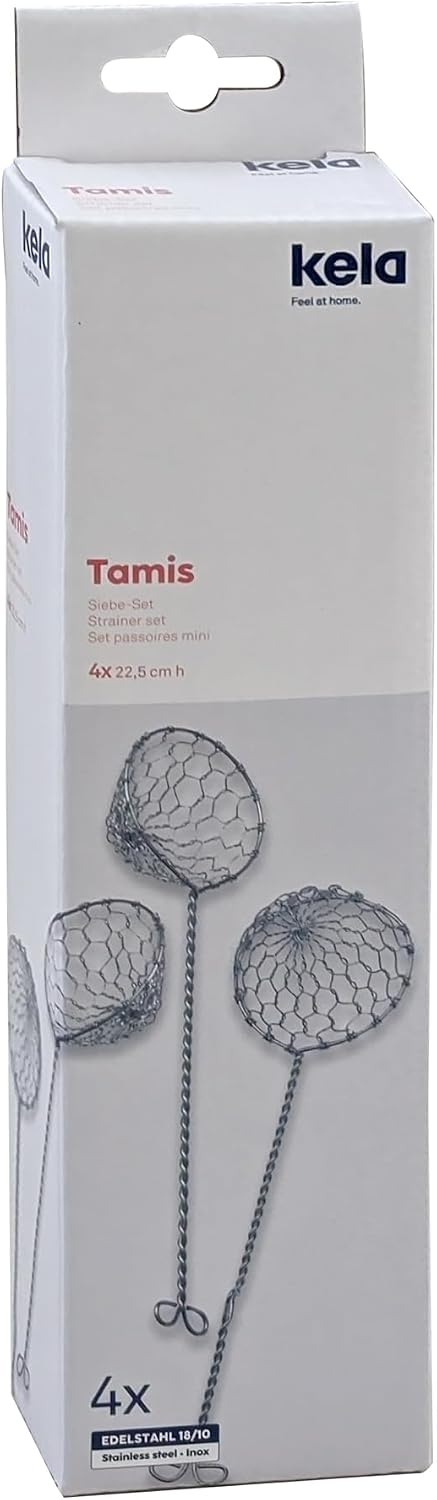 kela Fondue Siebe Set 4 Stück Tamis, Edelstahl Fonduesieb 22,5 cm, Edelstahl 18/10, Hot Pot Zubehör,