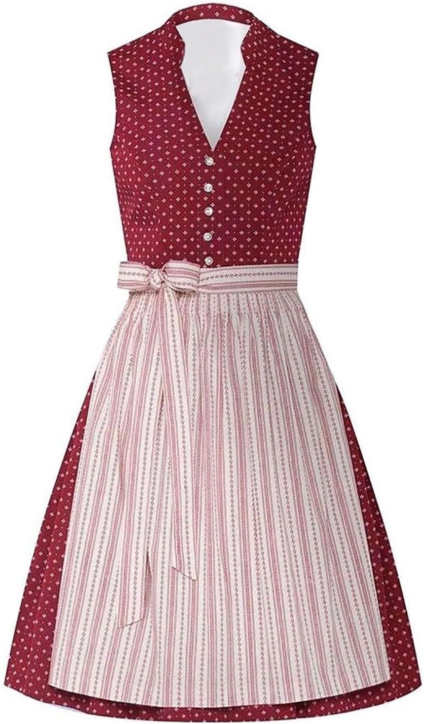 Generisch Damen Trachten Dirndl Kleid Midi Dirndl Set Midi Trachtenkleid Set Damen Dirndl Elegantes