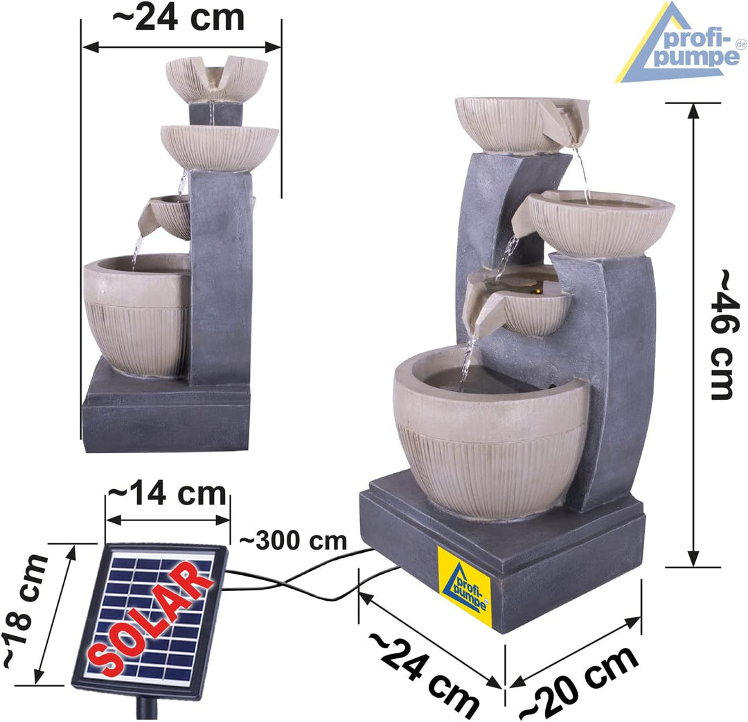 Solar Gartenbrunnen Brunnen Solarbrunnen FENG-Shui Zierbrunnen Wasserfall Gartenleuchte Teichpumpe f