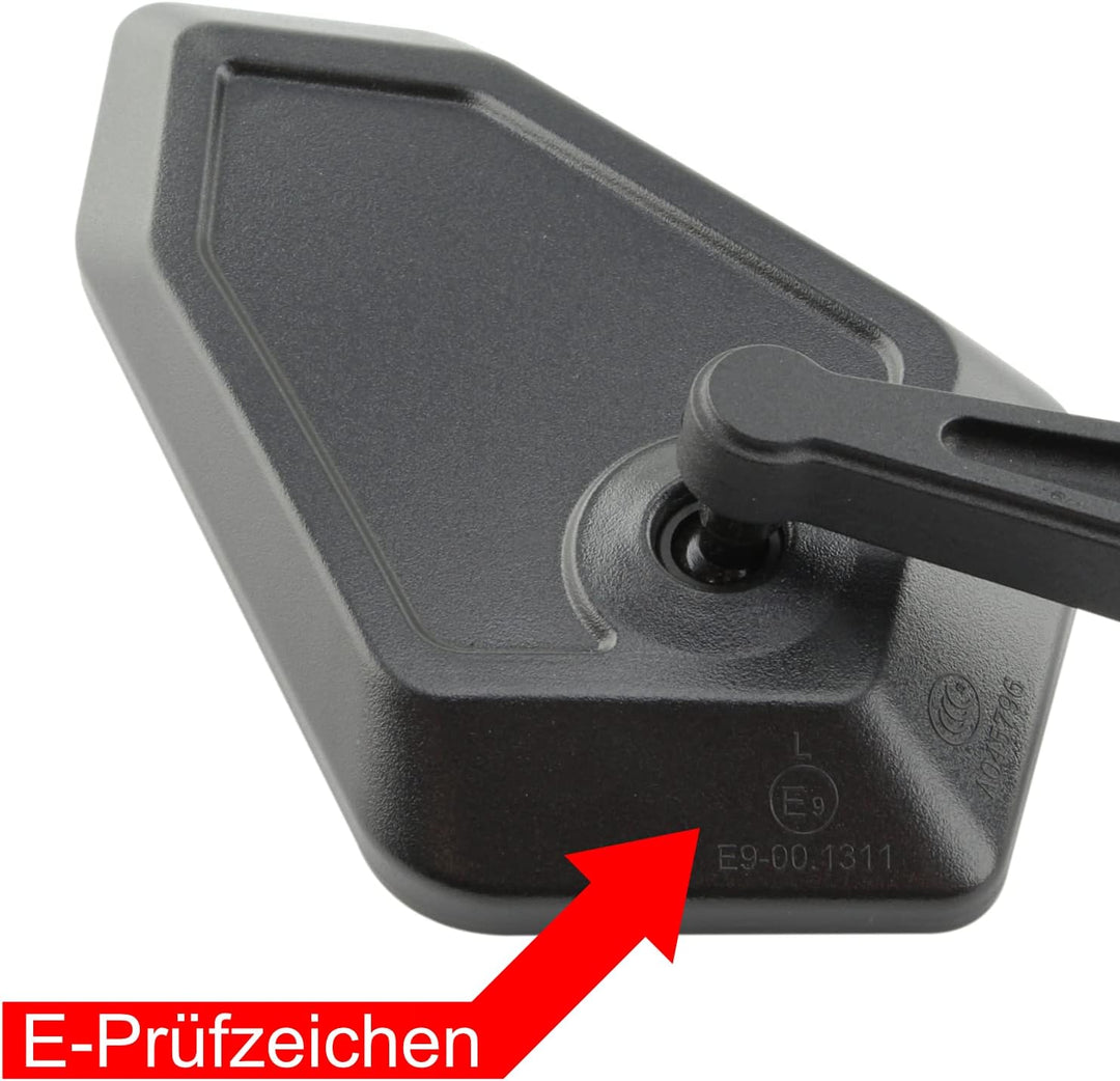 Area1 Universal Motorrad Rückspiegel Paar e-geprüft 2x M10 Rechtsgewinde + Linksgewindeadapter, pass