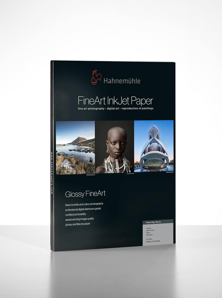 Hahnemühle 10641660 Digital FineArt Photo Rag Baryta Papier, 315 g/m², DIN A2, 420 x 594 mm, weiss,