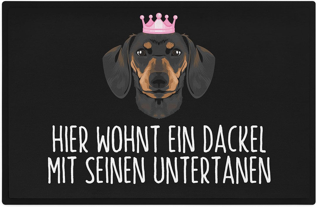 Trendation - Dackel Fussmatte Hier Wohnt EIN Dackel Mit Seinen Untertanen Fussmatte Dackel-Besitzer