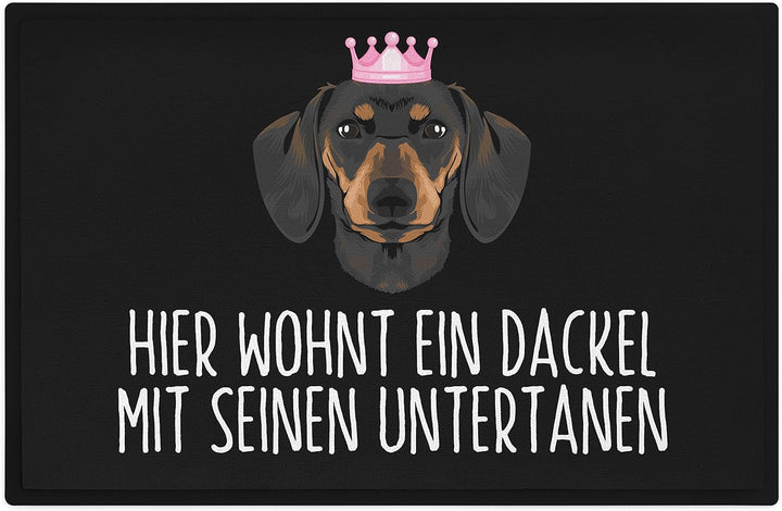 Trendation - Dackel Fussmatte Hier Wohnt EIN Dackel Mit Seinen Untertanen Fussmatte Dackel-Besitzer