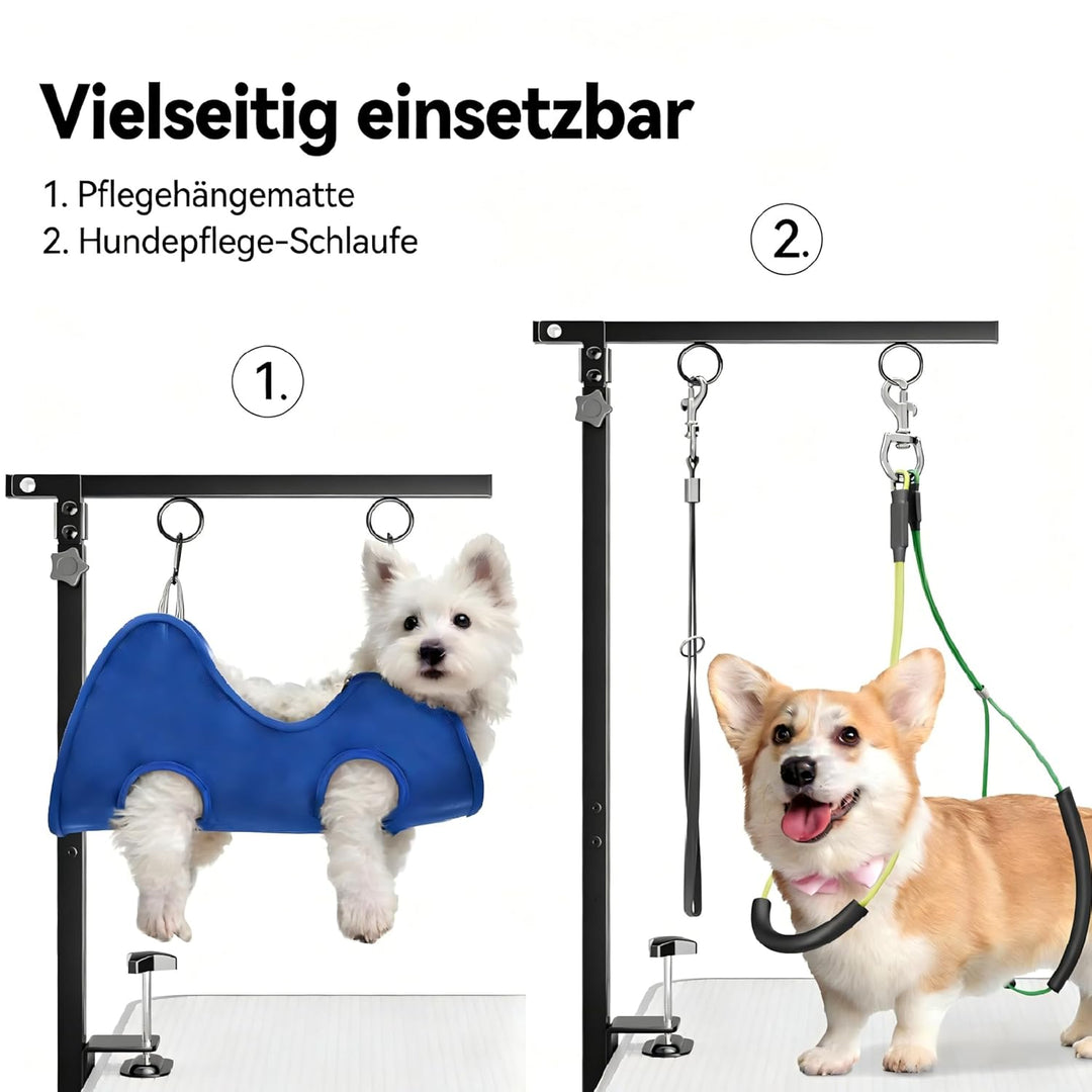 Faltbarer Hundepflegetisch-Arm mit Tischklemme – Höhenverstellbar 66–102 cm, Grooming-Arm mit Hängem