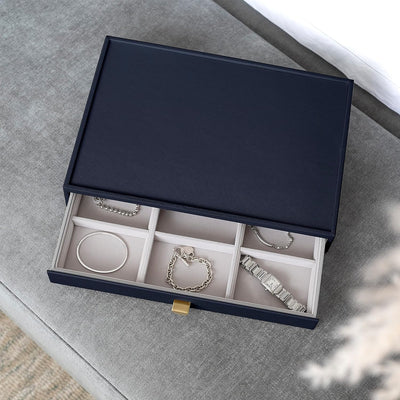 Stackers Navy Pebble Supersize Statement Jewellery Drawer, Navy